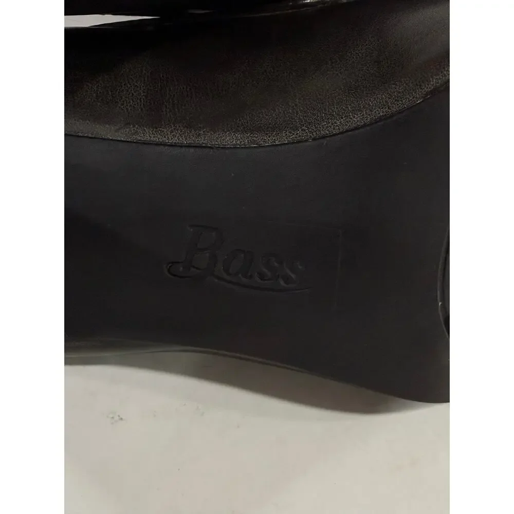 GH Bass Paris Heeled Loafers Black Square Toe Block Heel Office Siren Women's 6M